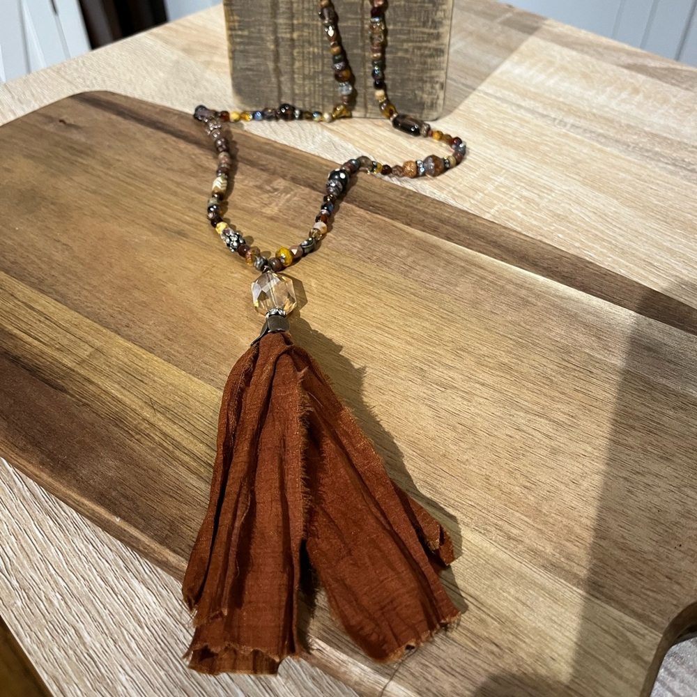 Gorgeous Handmade Long Rustic Tassel Necklace